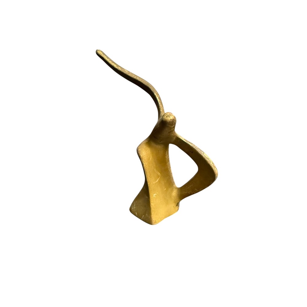 Vintage Abstract Modernist Sculpture Gold Tone Mid Century Decor 4x4